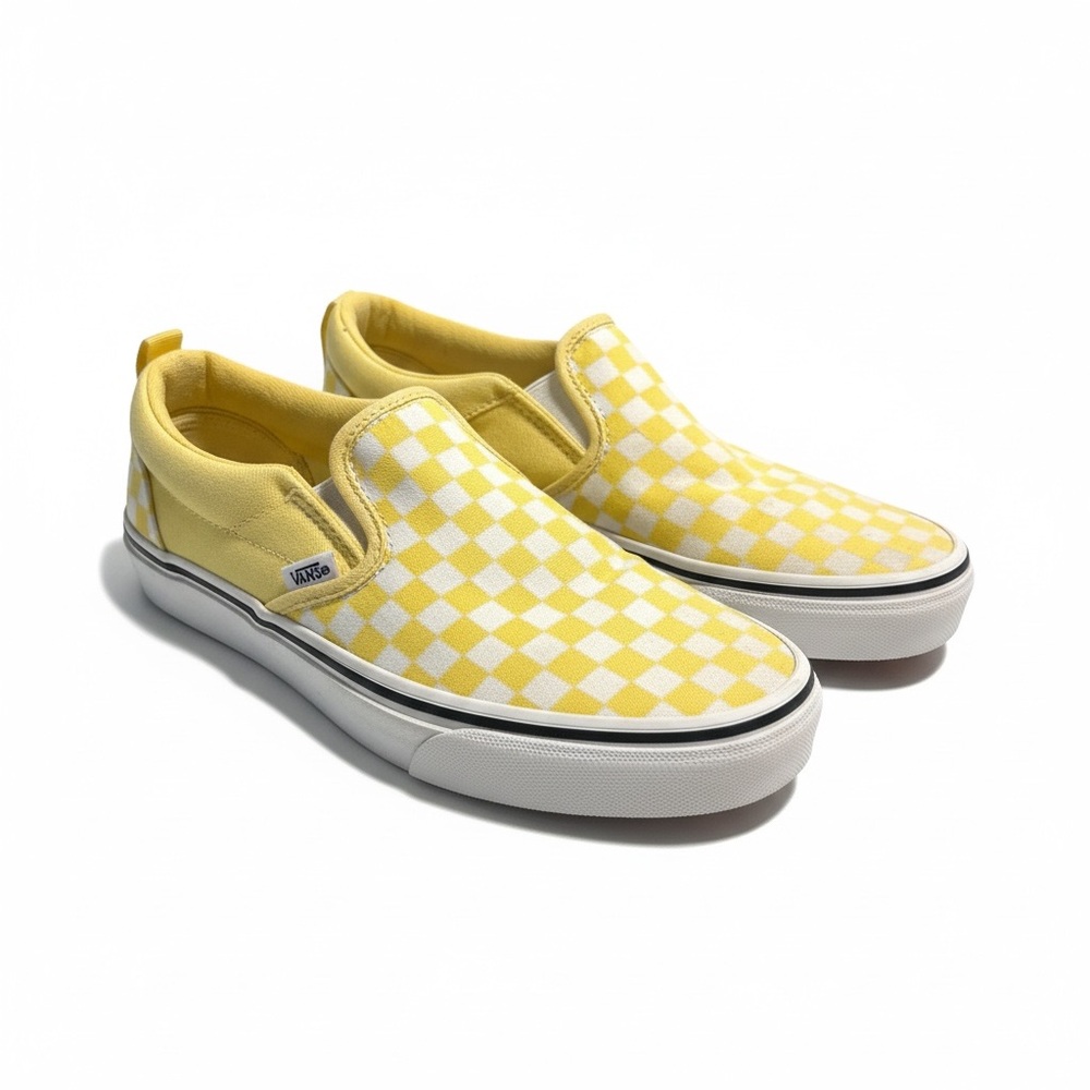 Vans Classic Yellow and White Checkered Slip-Ons